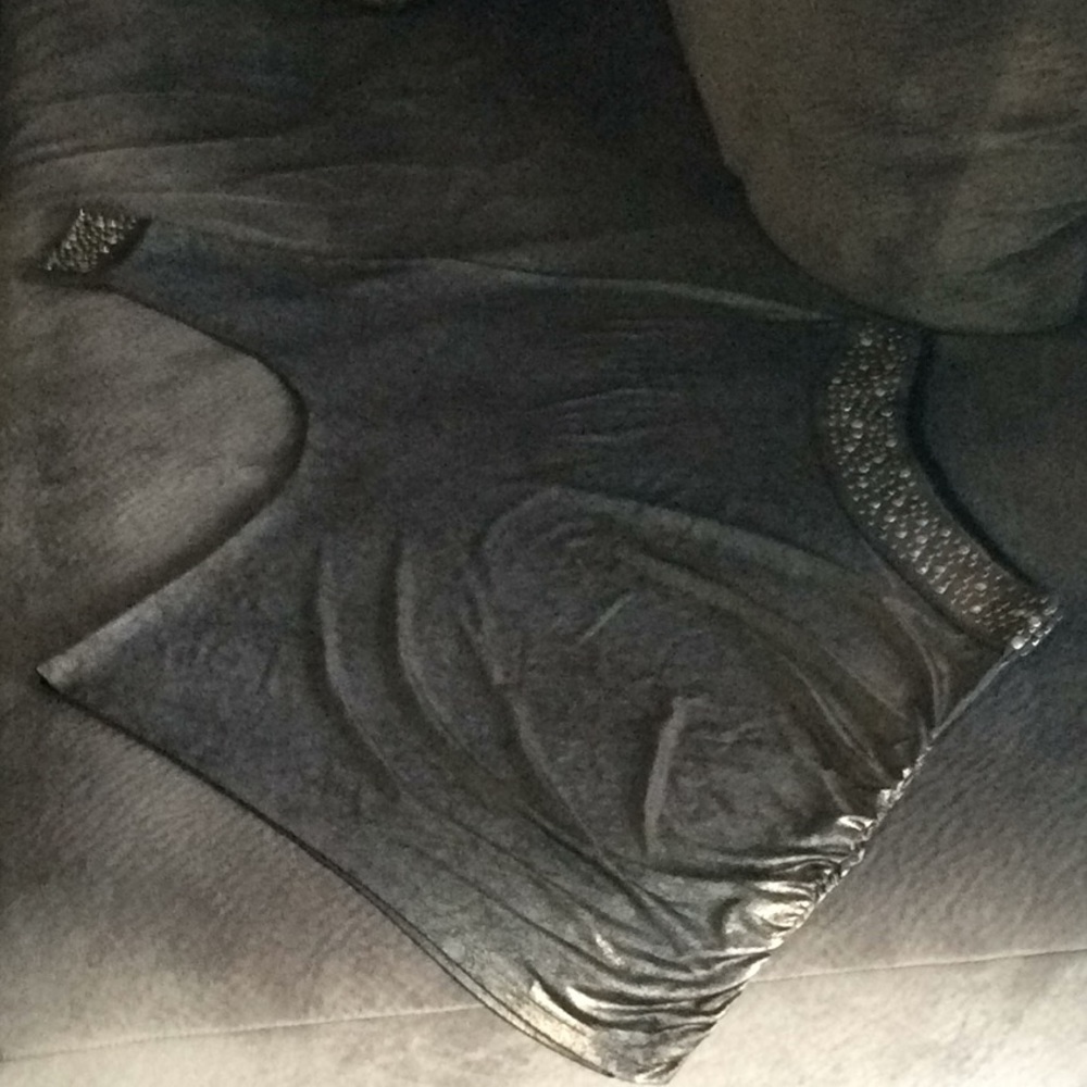 Pewter metallic beaded top